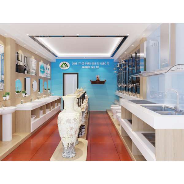 Thiết kế thi công cửa hàng trưng bày thiết bị vệ sinh kết hợp gốm sứ Văn Quán
